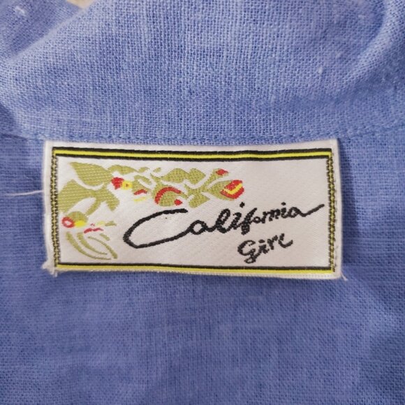 Vintage CALIFORNIA GIRL Maxi Button Down Linen Dress - Picture 14 of 15